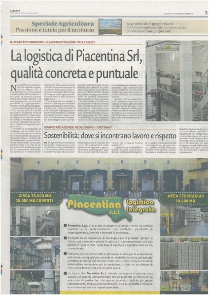 La Logistica di Piacentina S.r.l., qualità concreta e puntuale